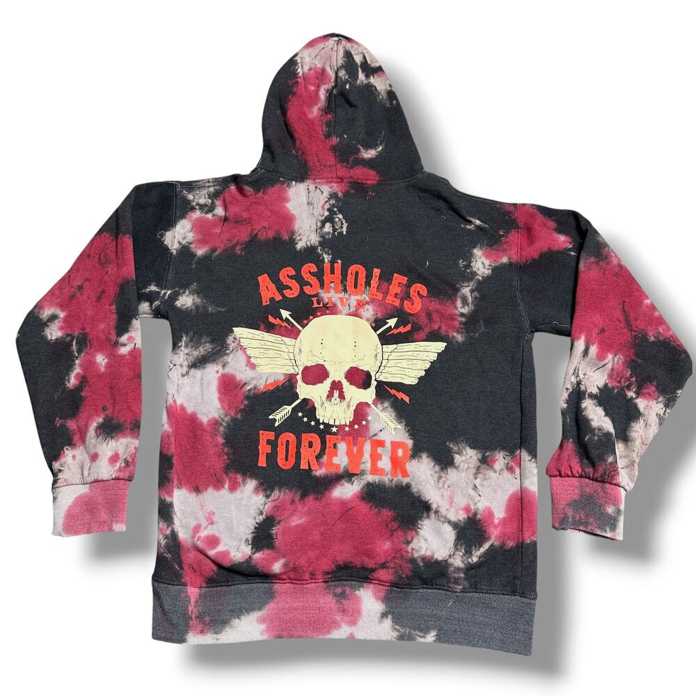 ALF Linda Finegold A$$holes Live Forever Tie Dye Hoodie Skull Death  Sz M